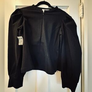 Tuckernuck / Hyacinth House Black Denim Front Zip Anderson Blouse-Large